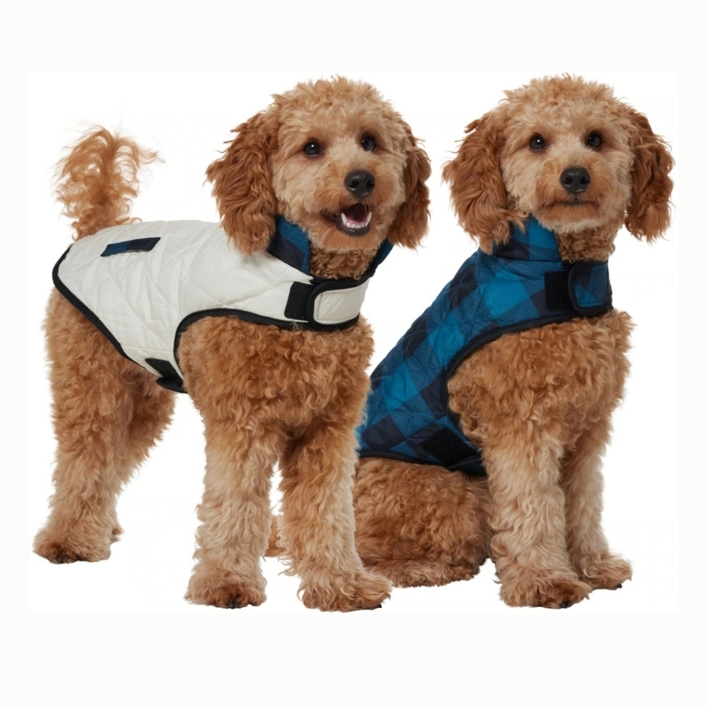 Water-Resistant,Reversable insulated Dog Jacket, Navy/Black, Medium NWT